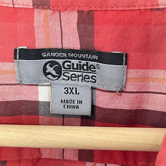 Gander Mountain Guide Series Camp Shirt Mens Size 3XL Red Plaid Rugged Utility - Picture 5 of 9